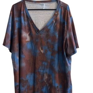 Vibrant Blue and Brown Women's Short Sleeve Tee